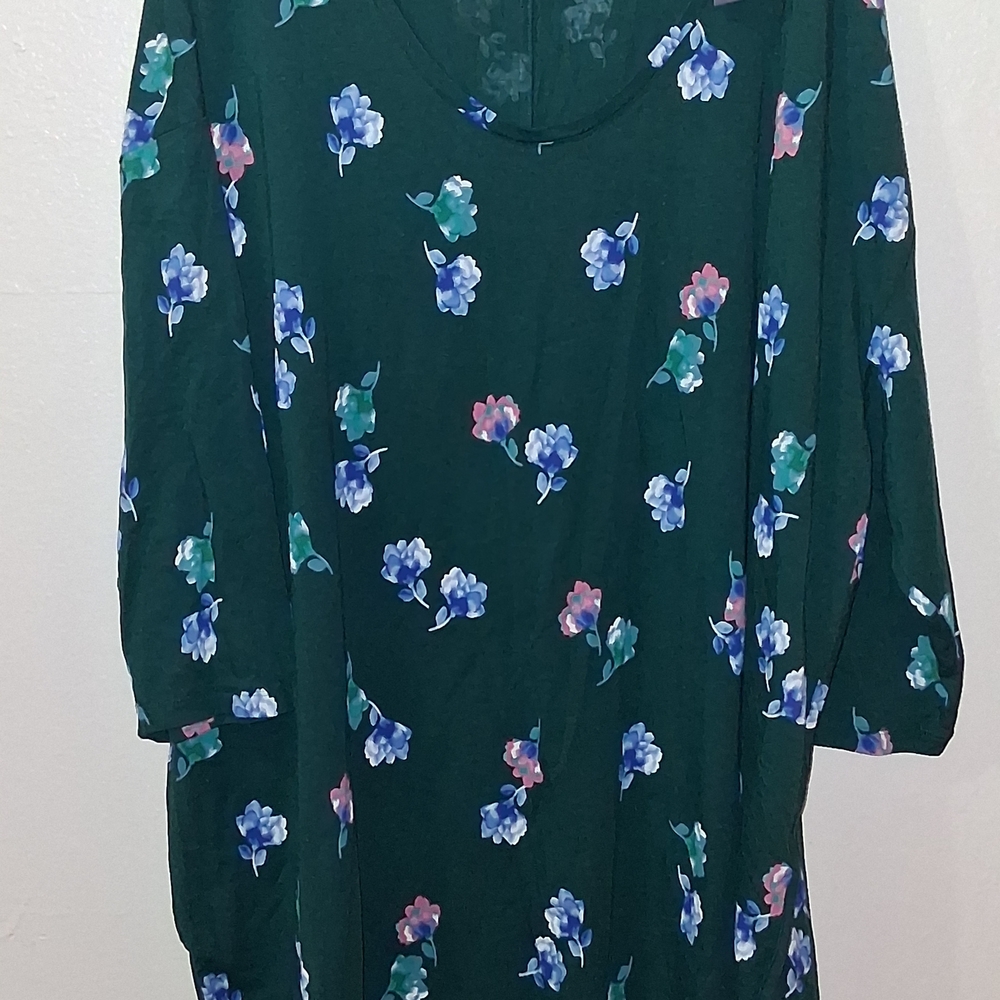 Lands' End Dark Green Floral Dress